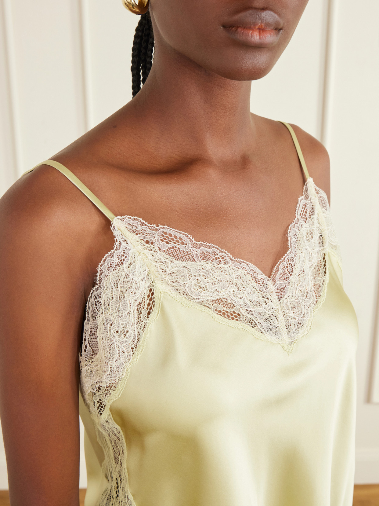 Johantan Lace-Trimmed Silk-Blend Satin Blouse
