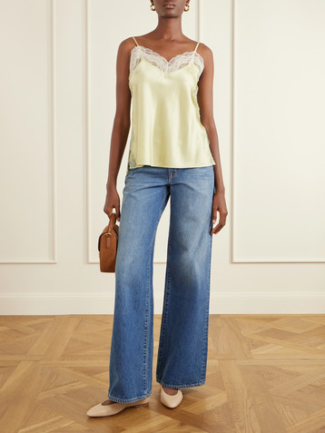 Veronica Beard Johantan lace-trimmed silk-blend satin blouse