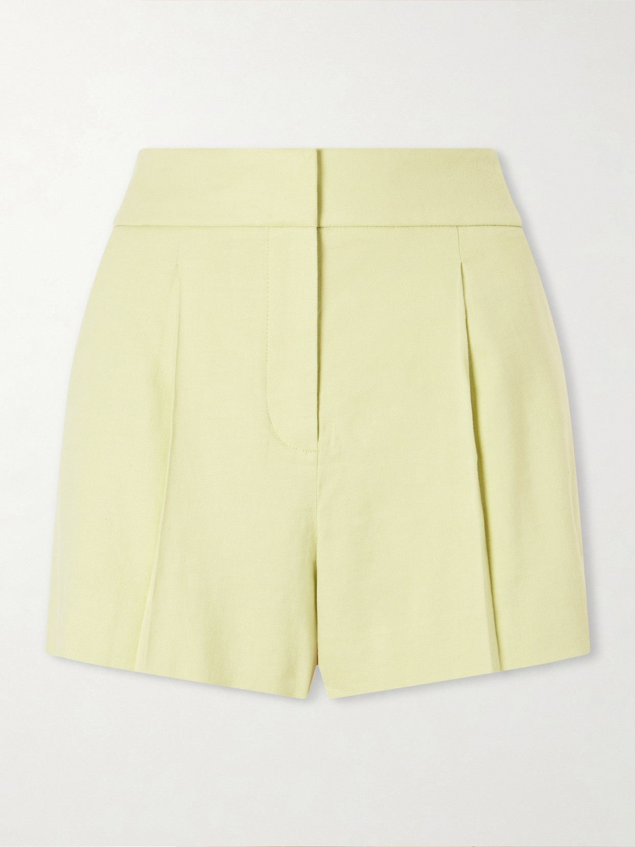 Veronica Beard Haina Pleated Linen-blend Twill Shorts In Black