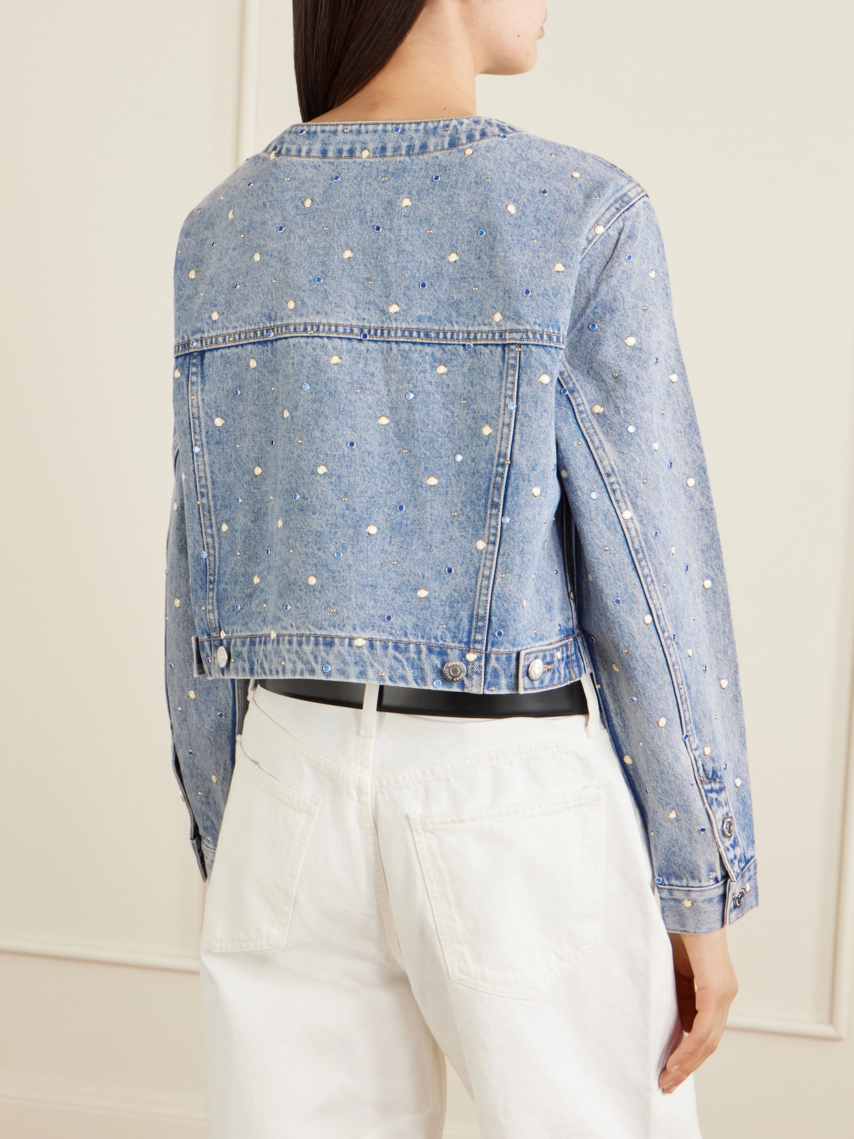 Lowry Cropped Embellished Denim Jacket