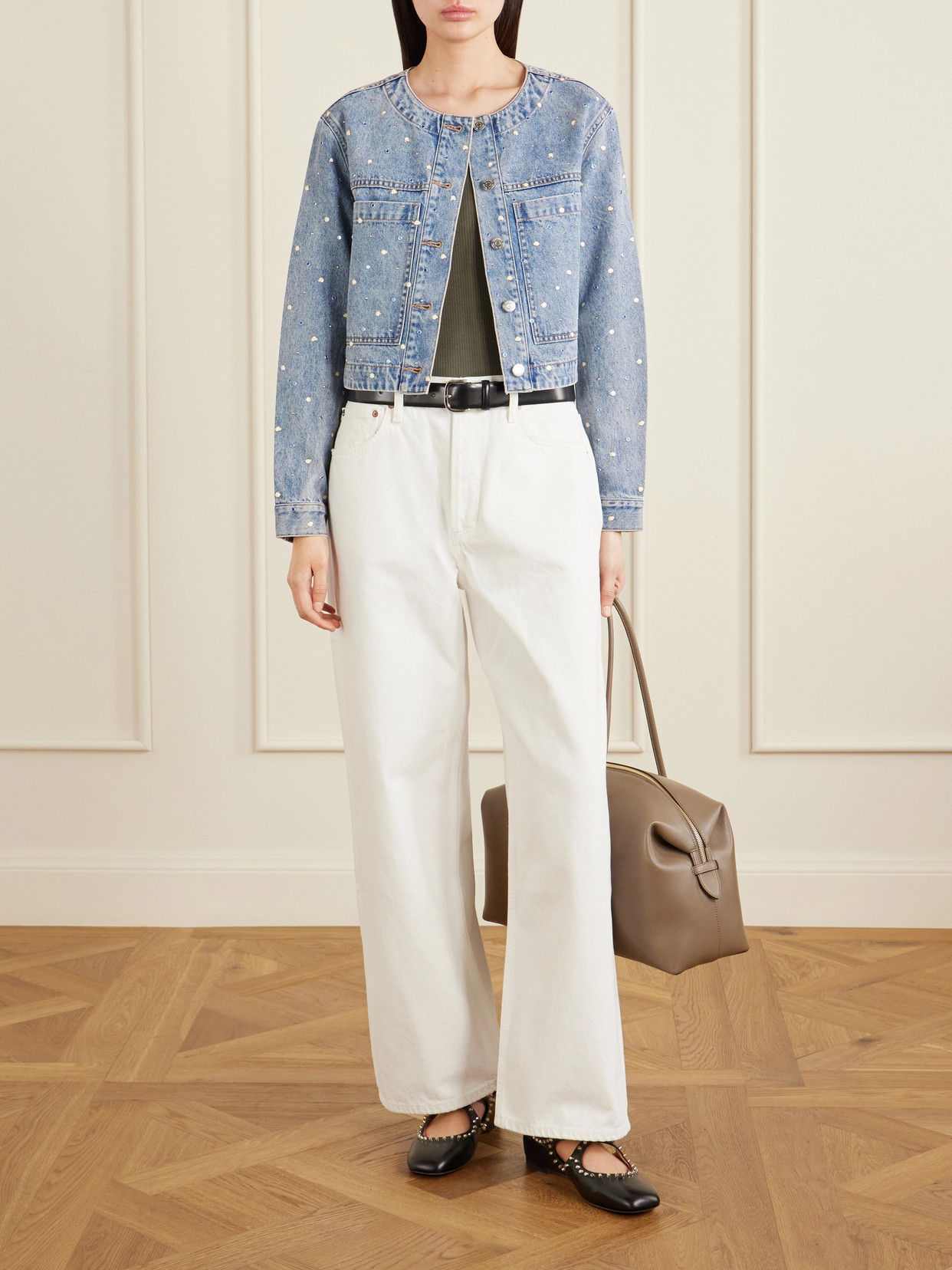 Lowry Cropped Embellished Denim Jacket