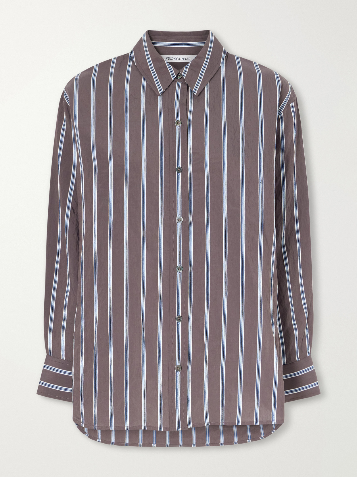 Veronica Beard Lloyd Striped Woven Shirt In Brown