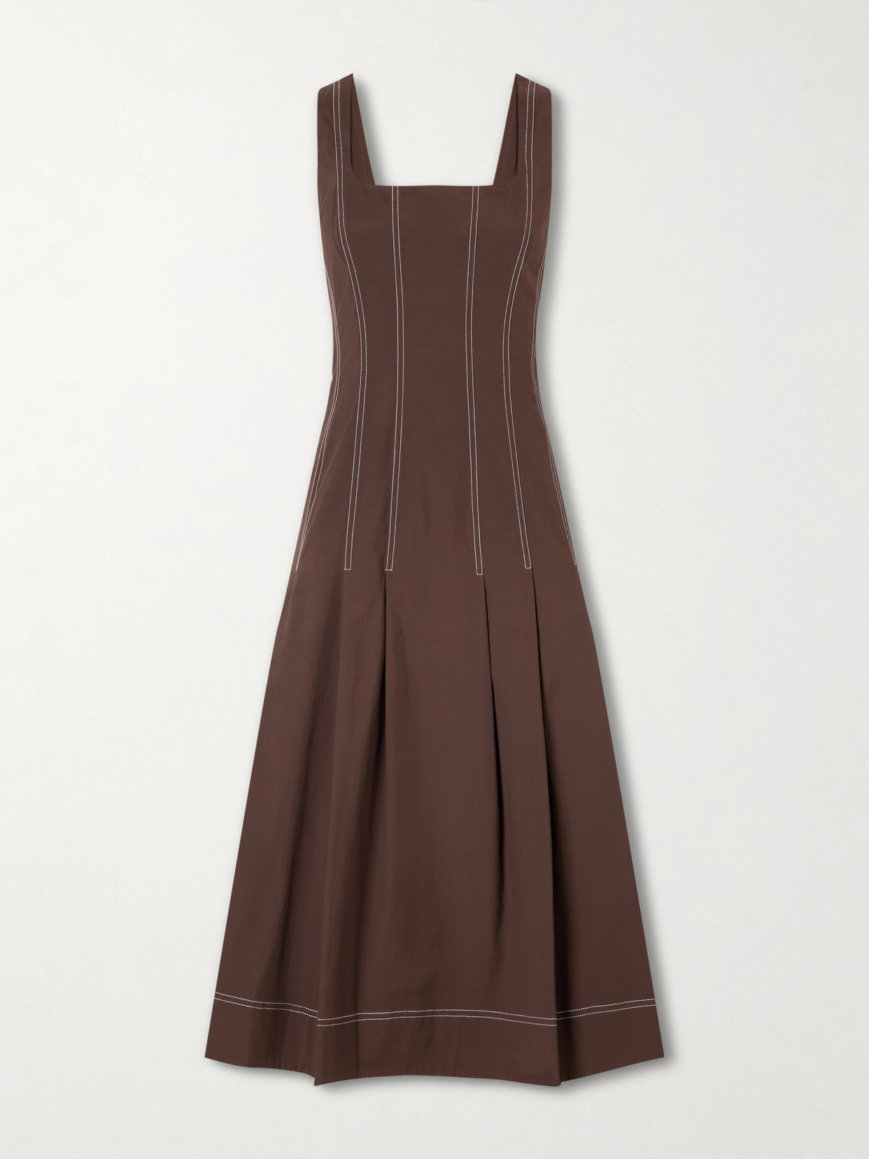 Veronica Beard - Jolie Cotton-blend Poplin Midi Dress - Brown