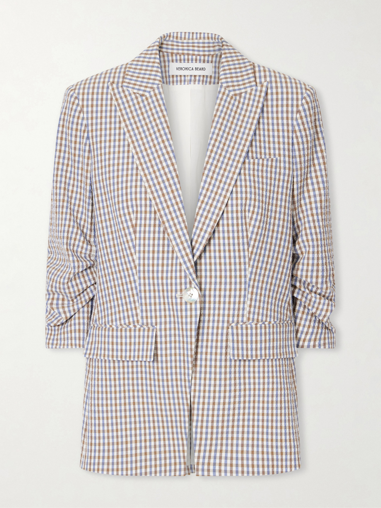 Veronica Beard - Clayton Dickie Checked Cotton-seersucker Jacket - Light gray