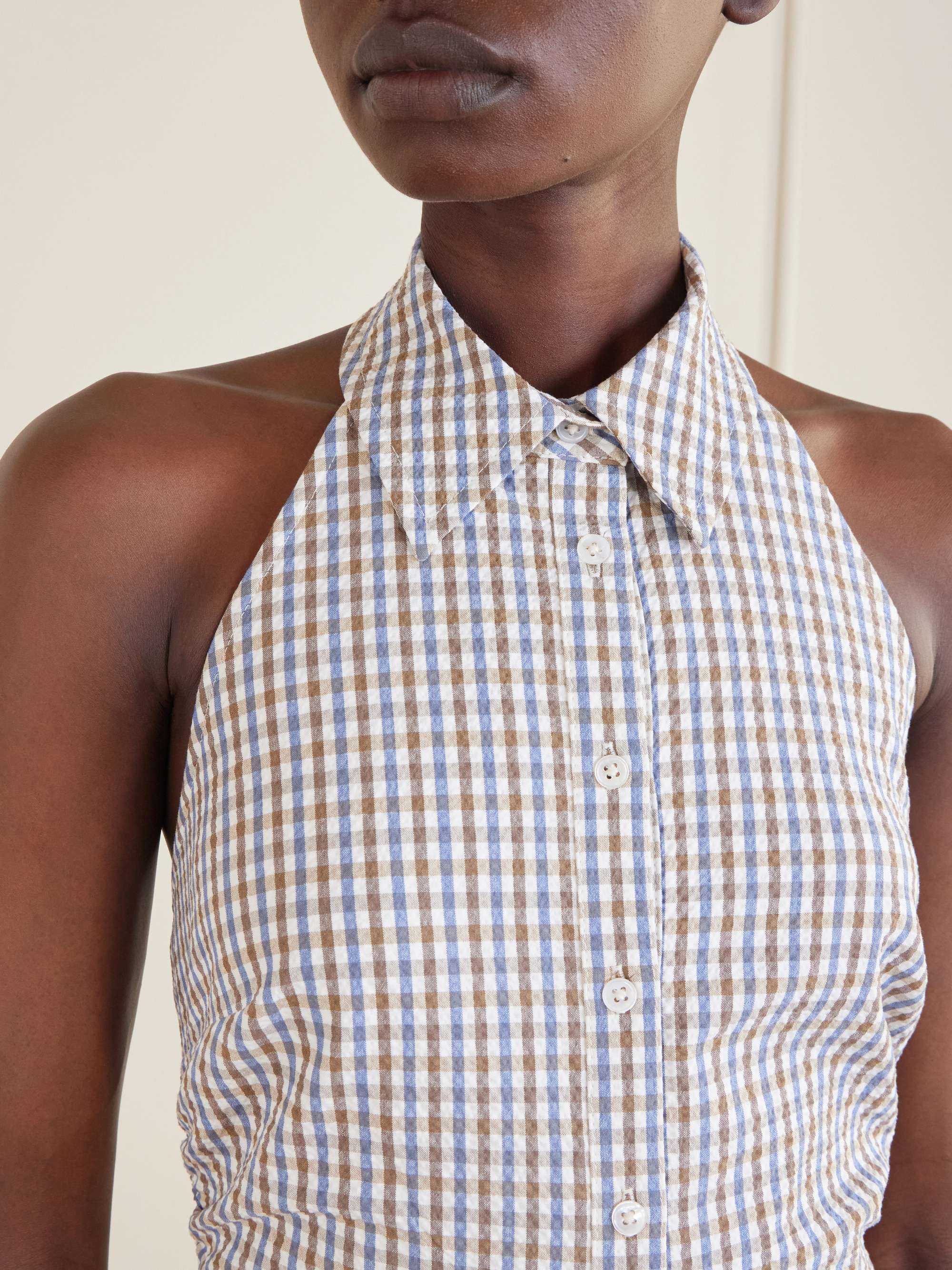 VERONICA BEARD Mackey checked cotton-seersucker midi dress | NET-A-PORTER