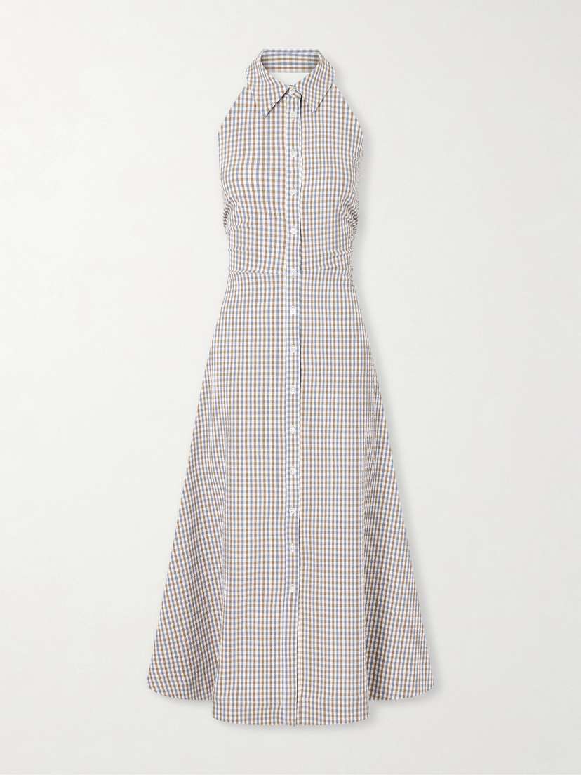 Veronica Beard Mackey Checked Cotton-seersucker Midi Dress | Thumbnail 5
