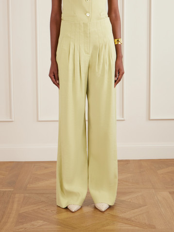 Veronica Beard Hoyt linen-blend twill wide-leg pants
