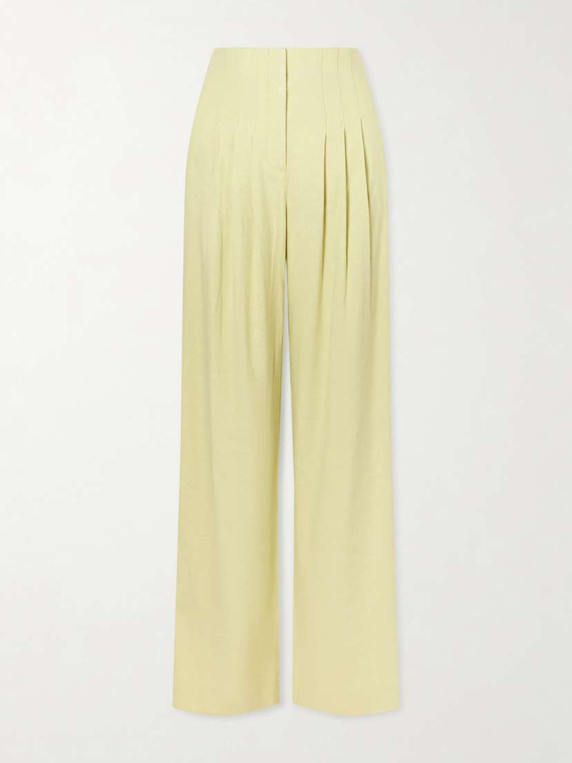 Veronica Beard Hoyt Linen-blend Twill Wide-leg Pants