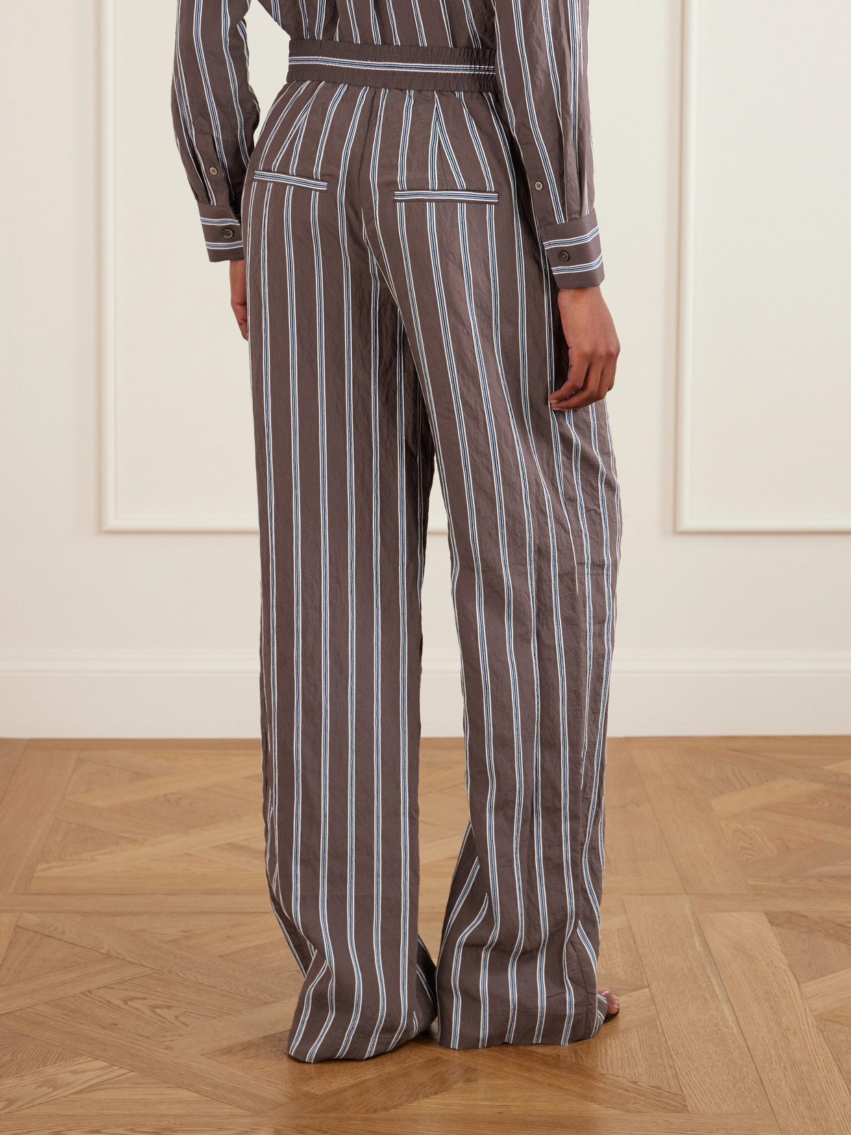 Striped Woven Wide-Leg Pants