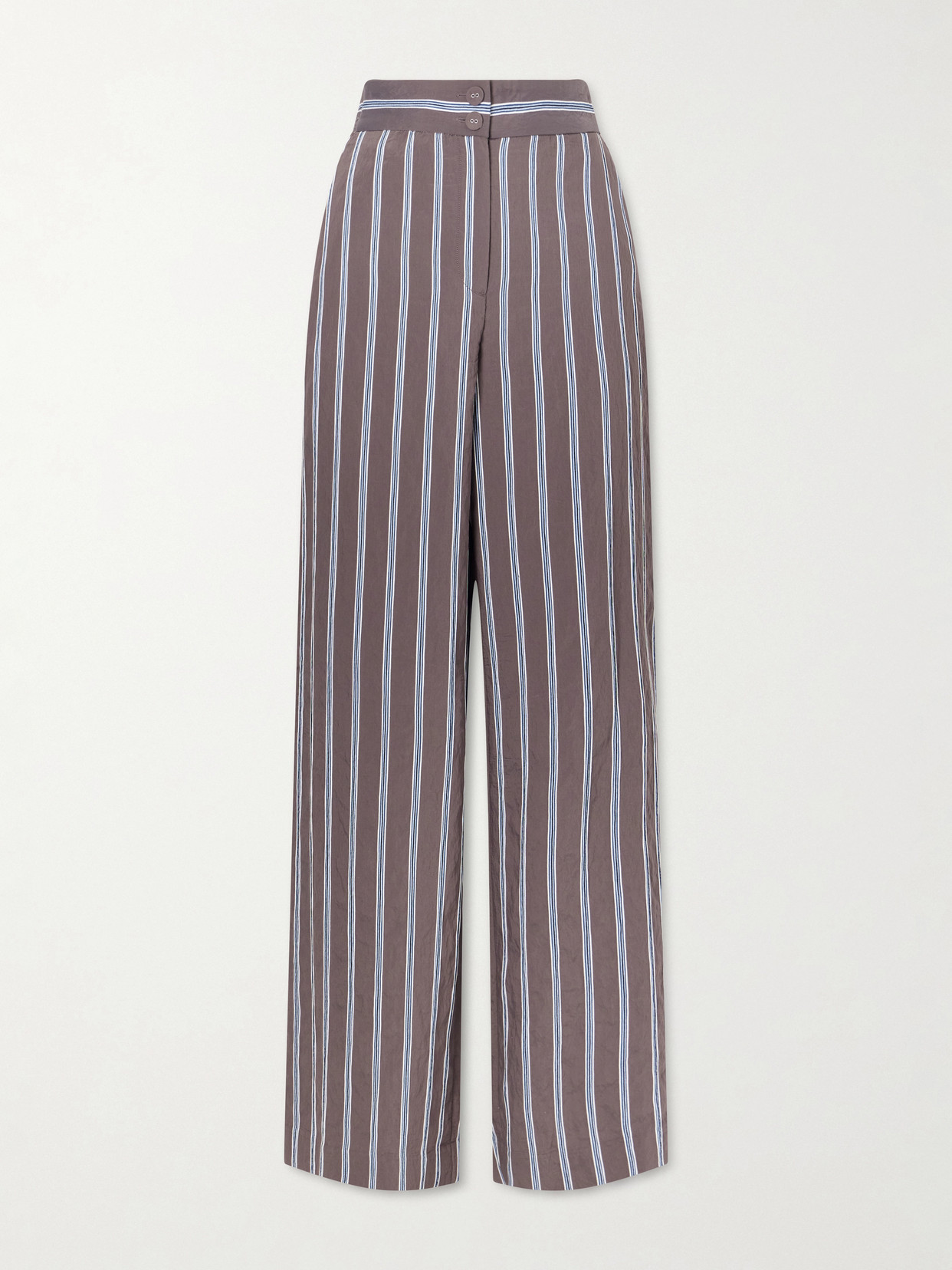 Veronica Beard Striped Woven Wide-leg Pants In Brown