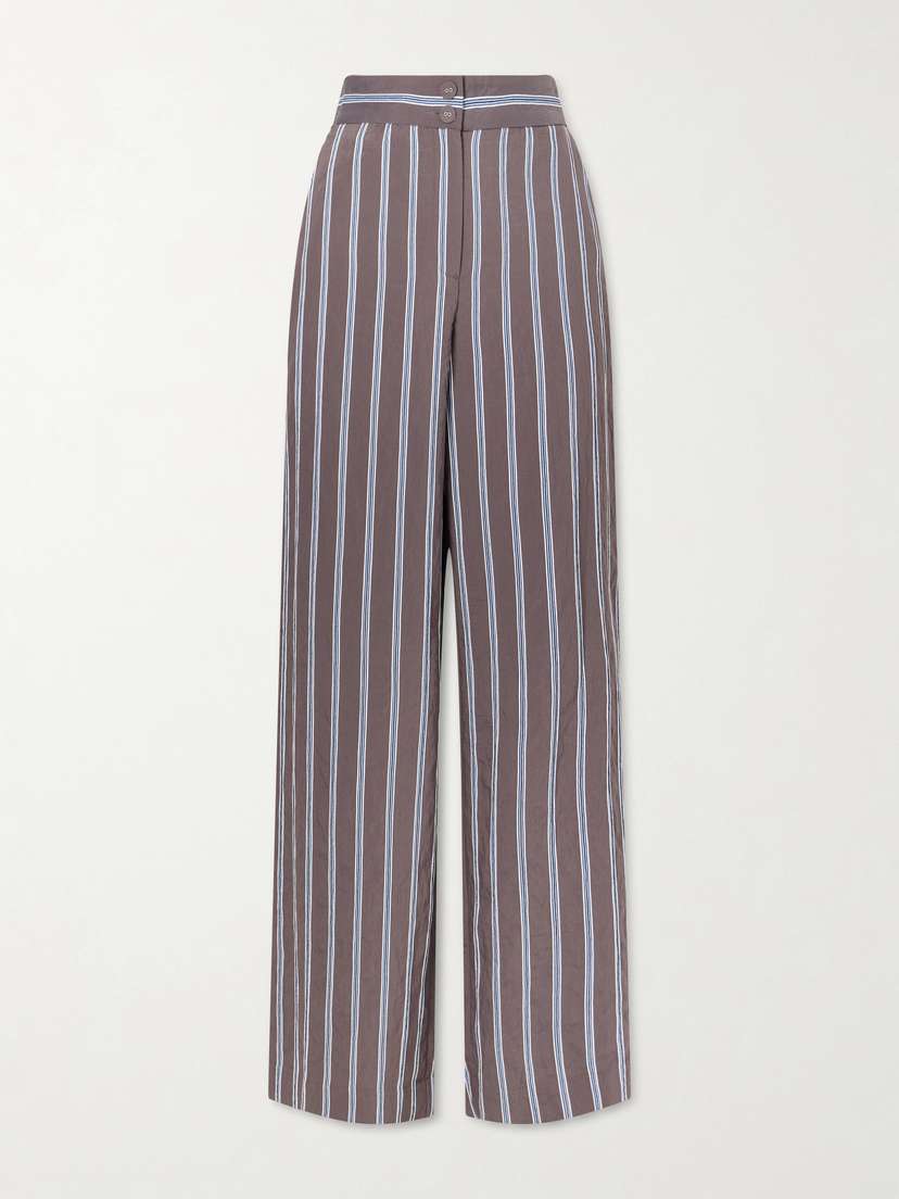 Veronica Beard Striped Woven Wide-leg Pants