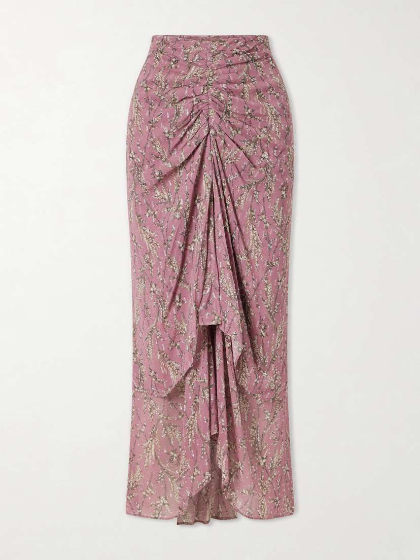 Veronica Beard Sira Ruffled Floral-print Metallic Maxi Skirt | Thumbnail 6