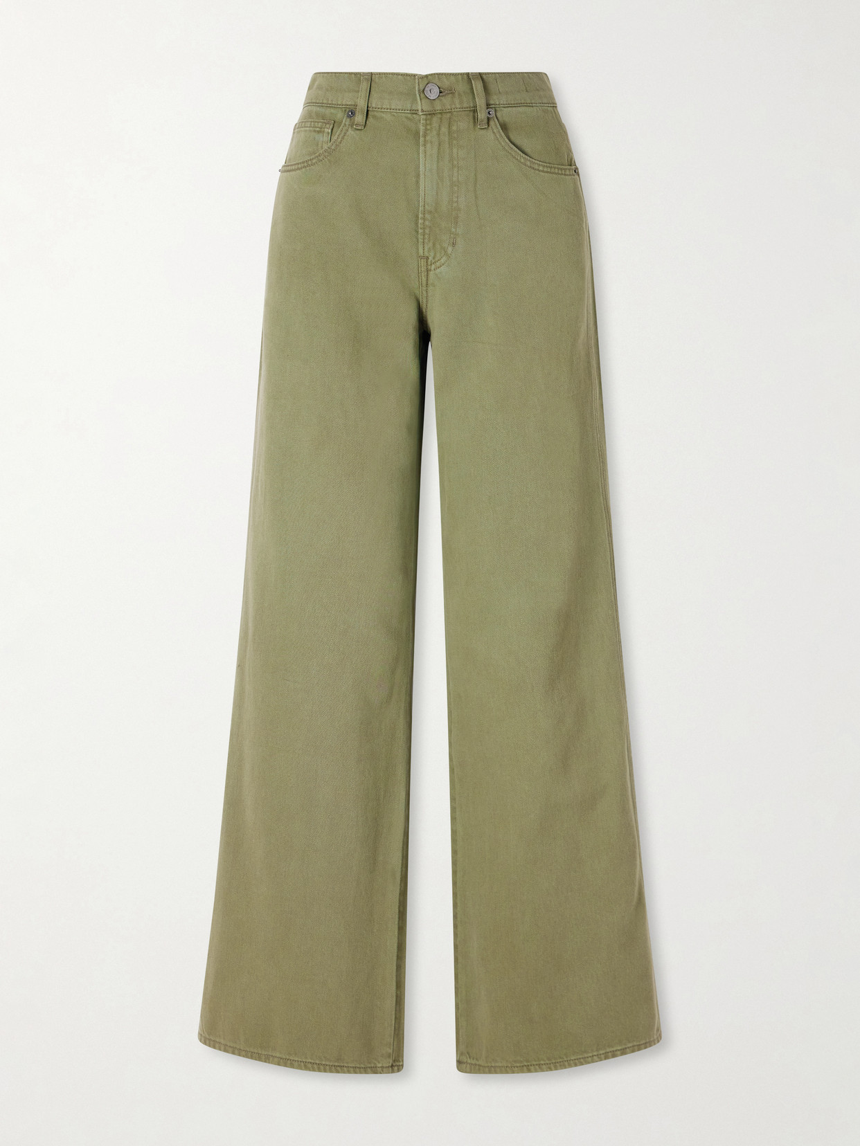 Veronica Beard Kasey Mid-rise Wide-leg Jeans In Green
