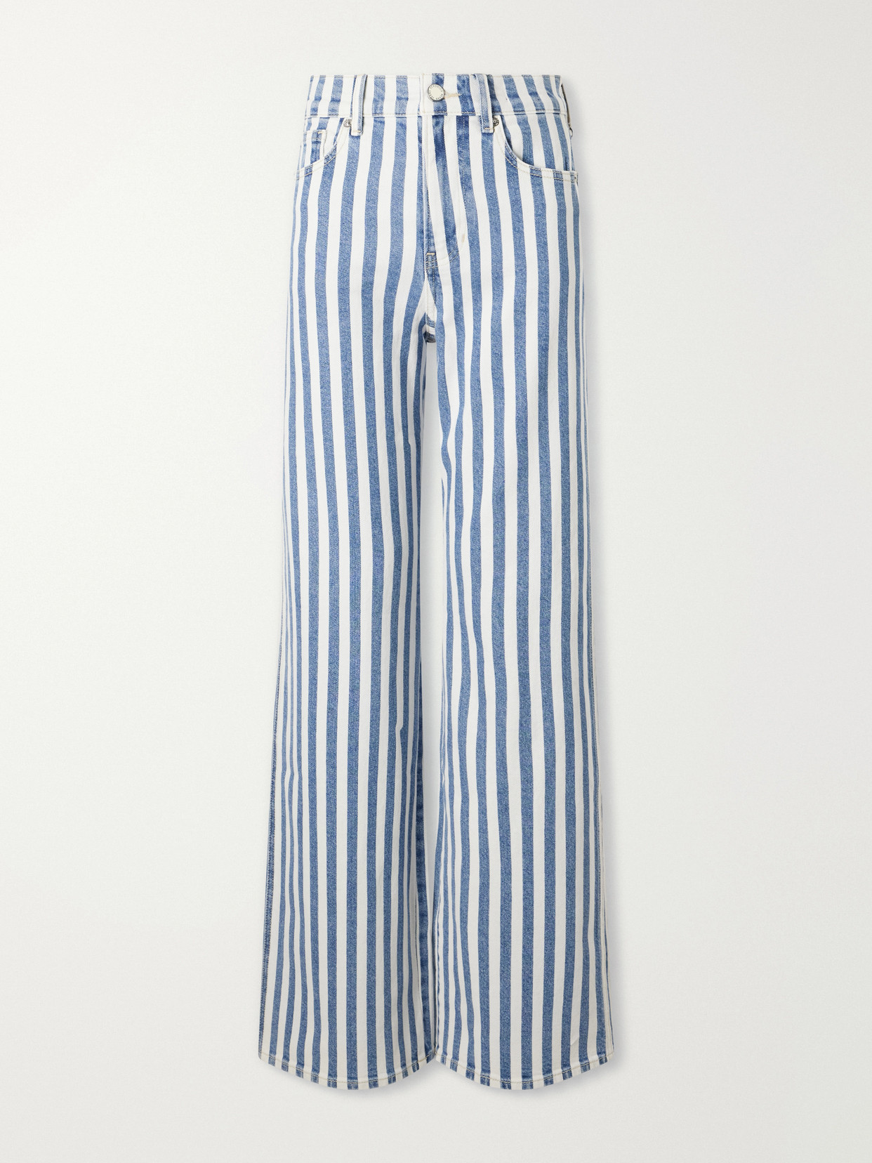 Veronica Beard Taylor Striped High-rise Wide-leg Jeans In Blue