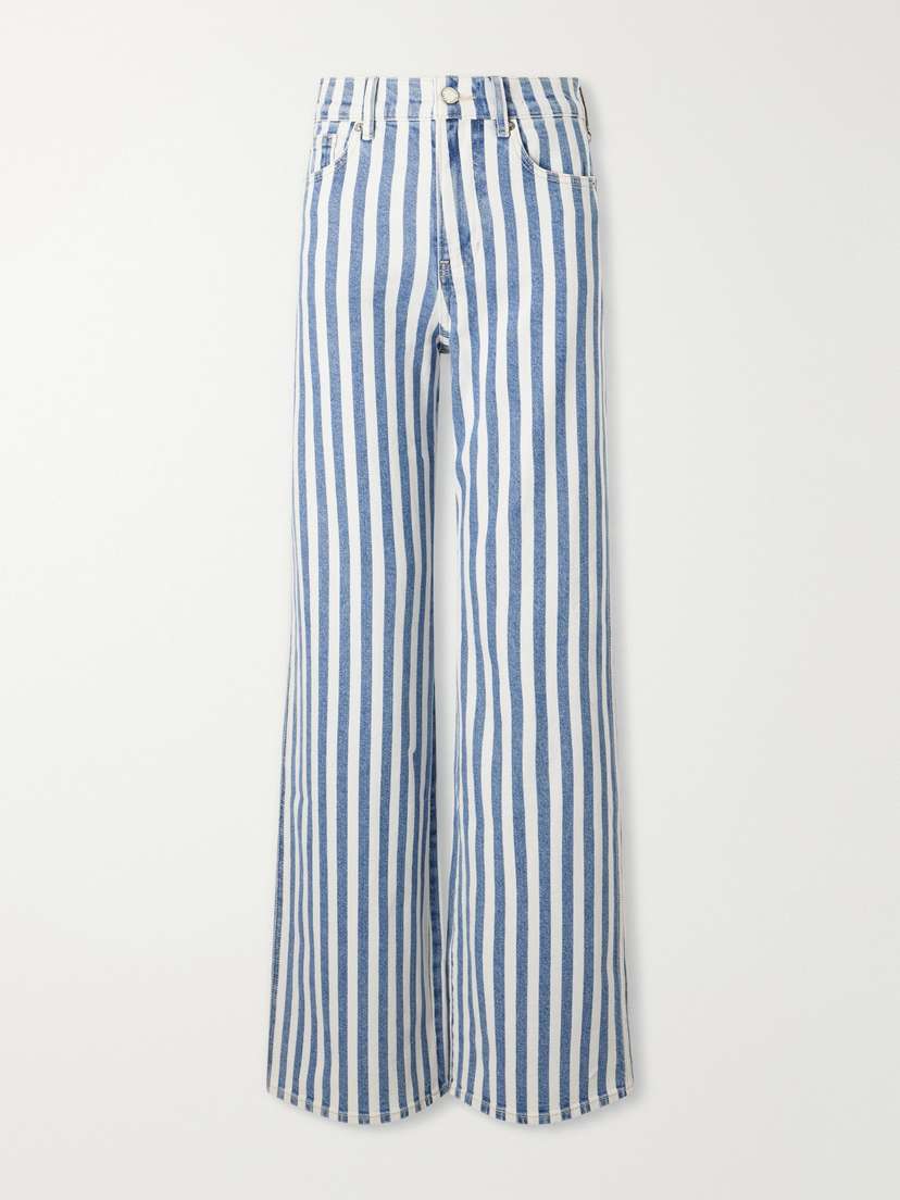 Veronica Beard Taylor Striped High-rise Wide-leg Jeans