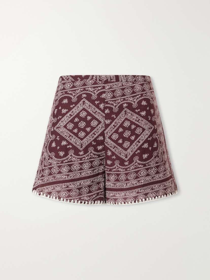 Veronica Beard Tennison Printed Cotton-blend Voile Shorts
