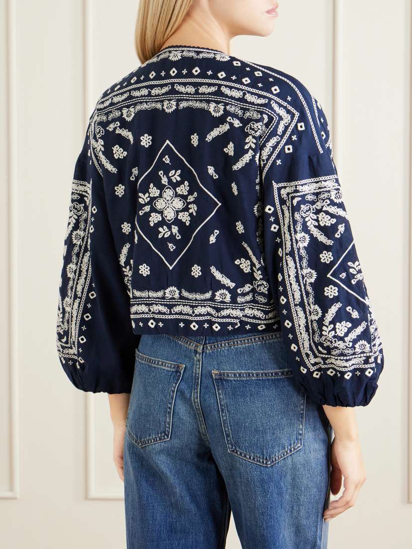Veronica Beard Drake Cropped Embroidered Cotton-blend Poplin Jacket | Thumbnail 4