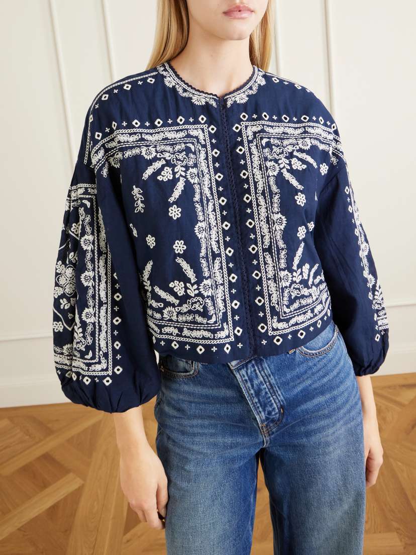 Veronica Beard Drake Cropped Embroidered Cotton-blend Poplin Jacket | Thumbnail 5