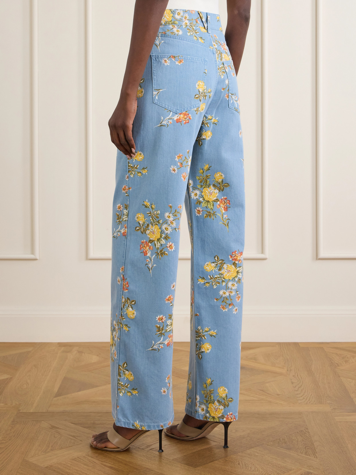 Taylor Floral-Print High-Rise Wide- Leg