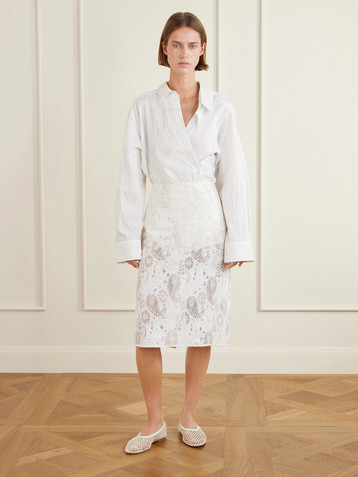 Róhe Soof lace linen-blend midi skirt