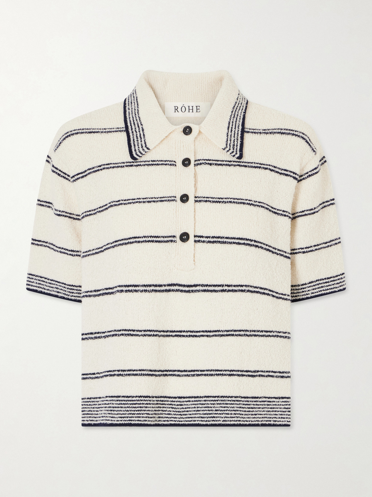 Róhe - Striped Cotton-Blend Terry Polo