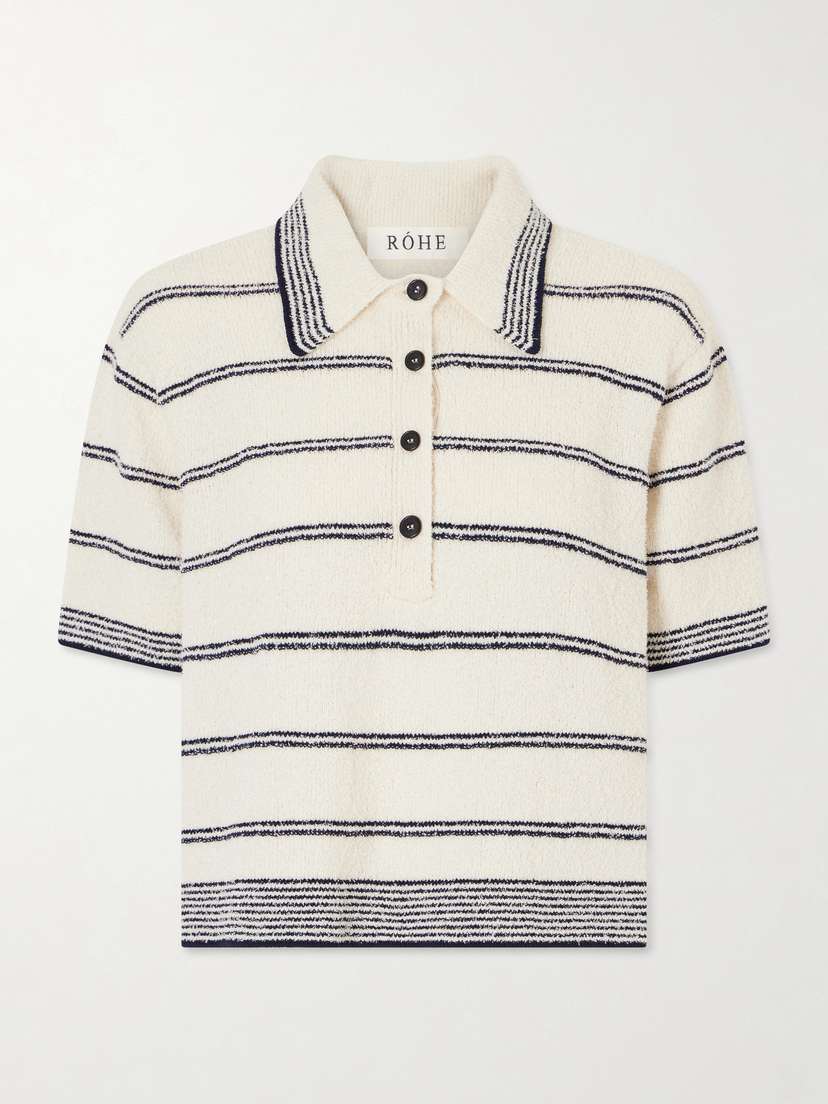 RÓHE Striped Cotton-blend Terry Polo Shirt