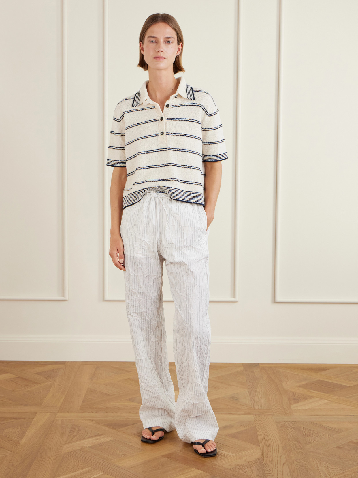 Róhe - Striped Cotton-Blend Terry Polo