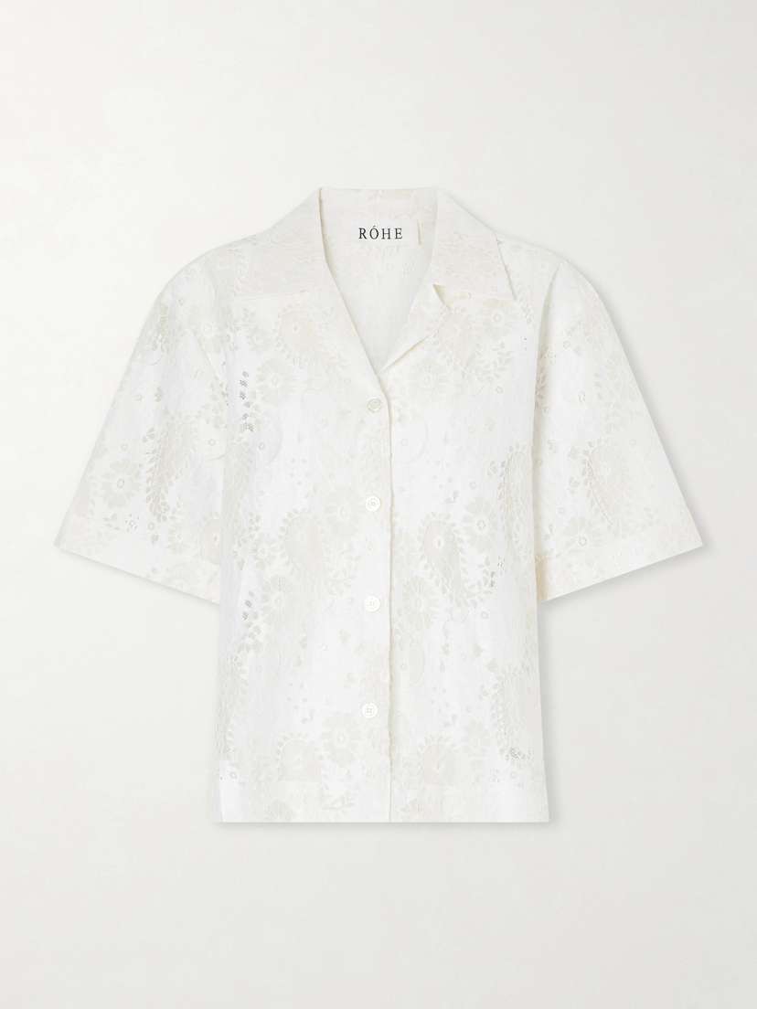 RÓHE Embroidered Linen-blend Lace Shirt