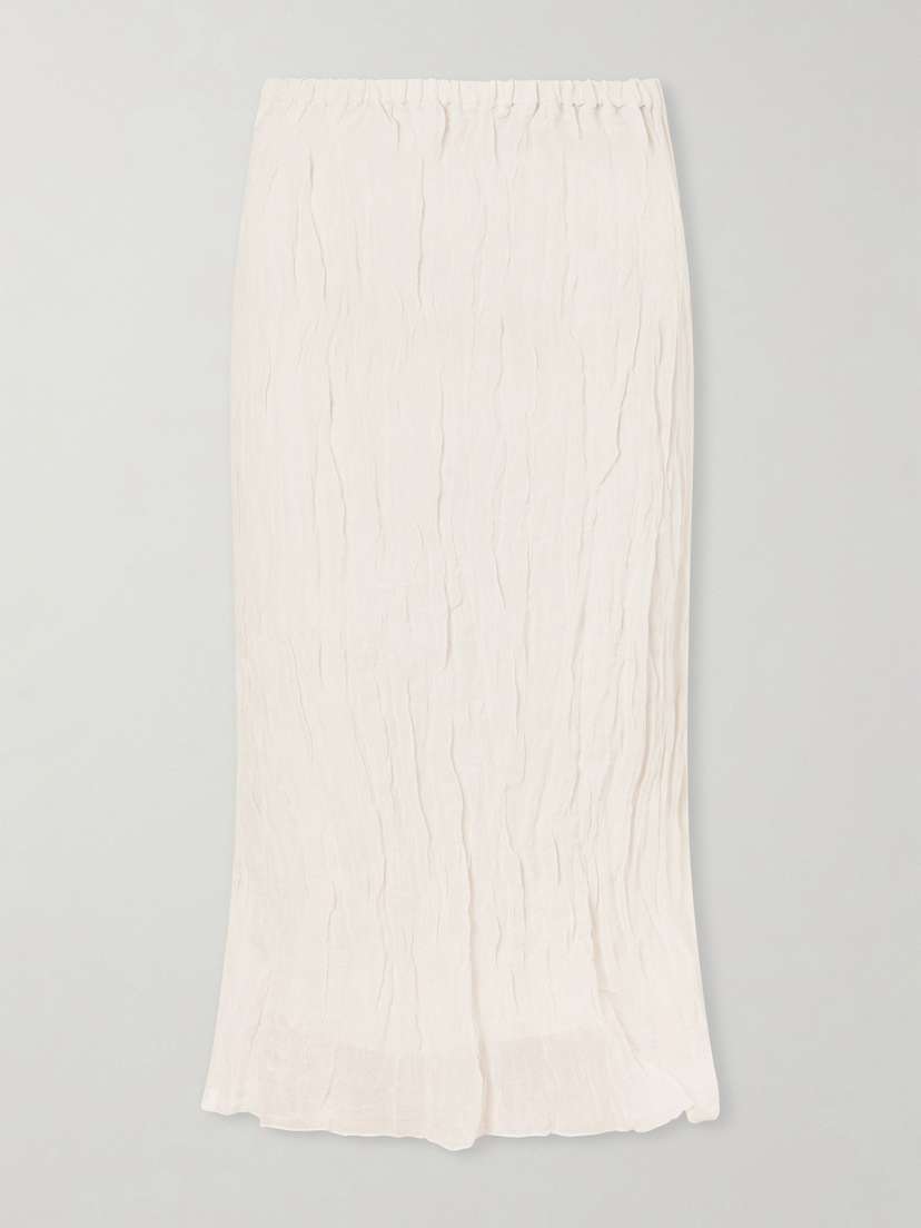 RÓHE Crinkled Metallic Cotton-blend Midi Skirt
