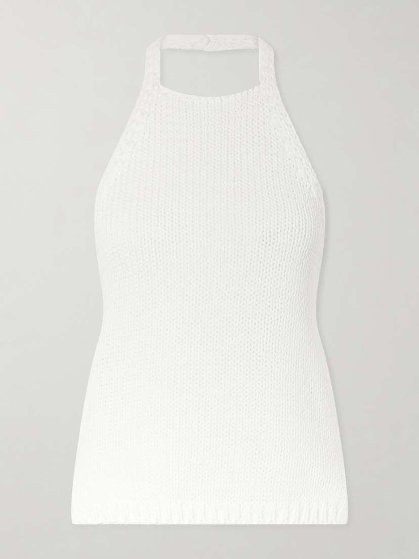 RÓHE Knitted Cotton Halterneck Top