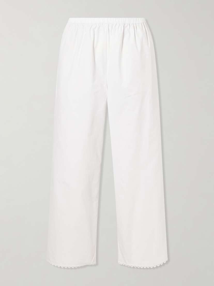 RÓHE Embroidered Cotton-poplin Wide-leg Pants