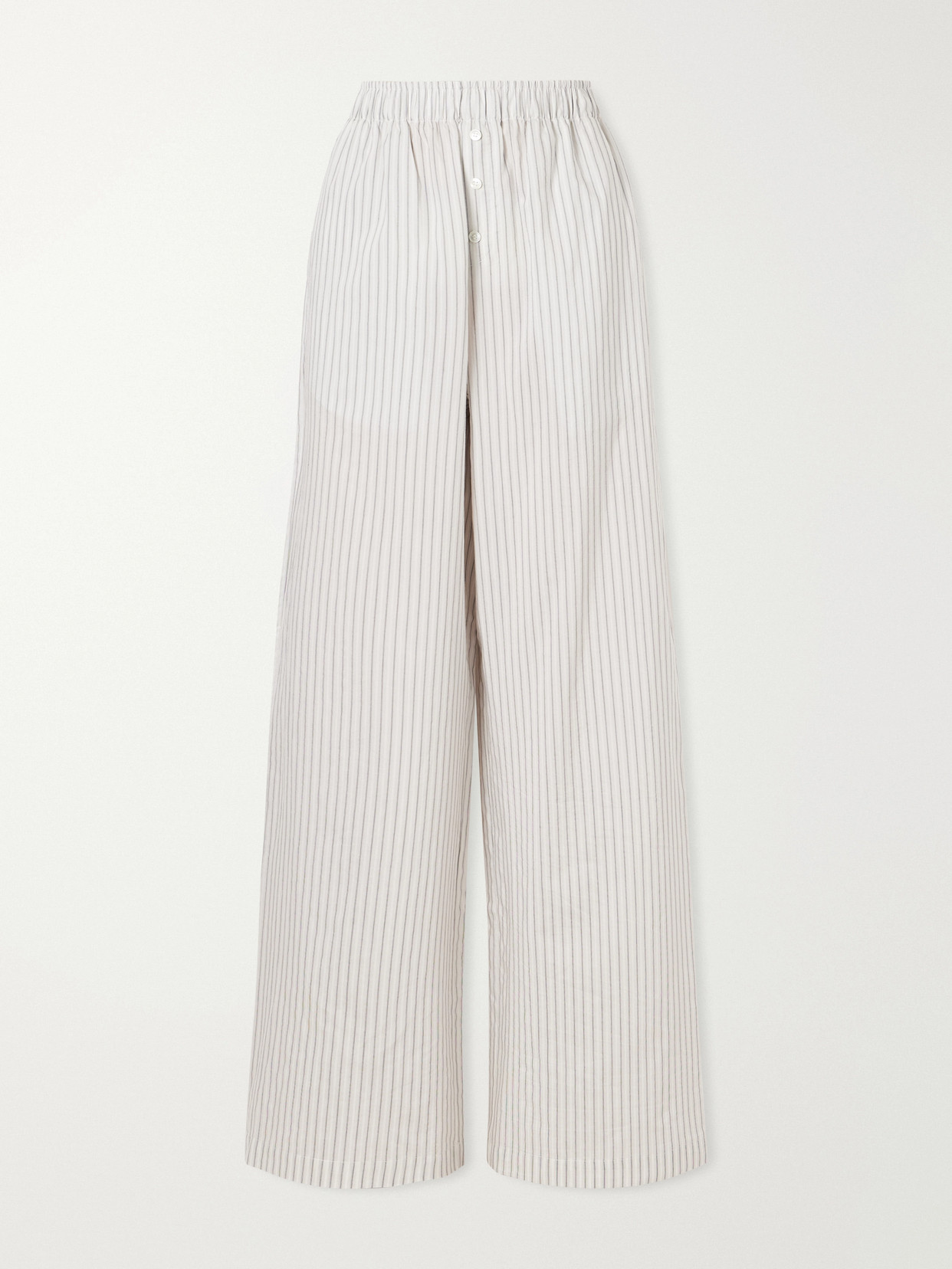 Rohe Striped Silk And Cotton-blend Wide-leg Pants In Neutral