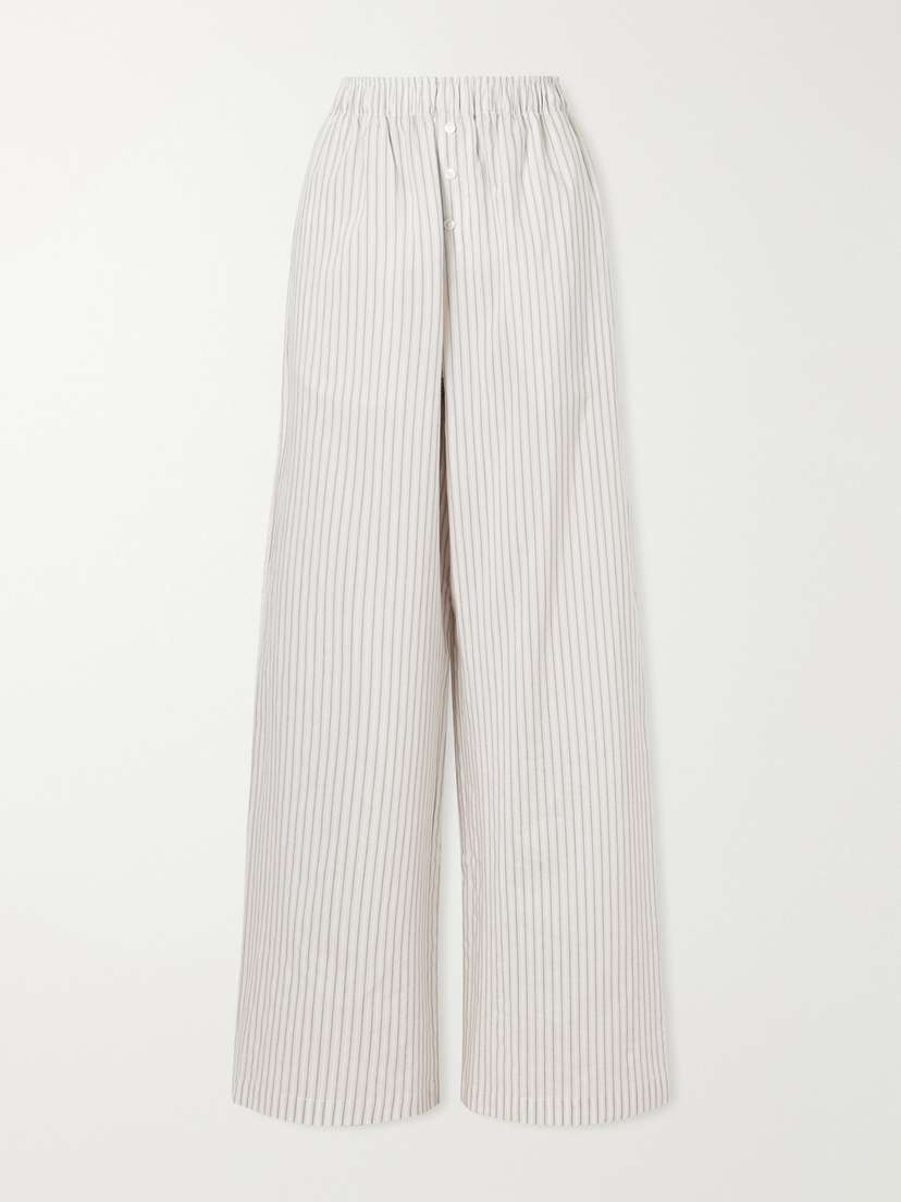 RÓHE Striped Silk And Cotton-blend Wide-leg Pants
