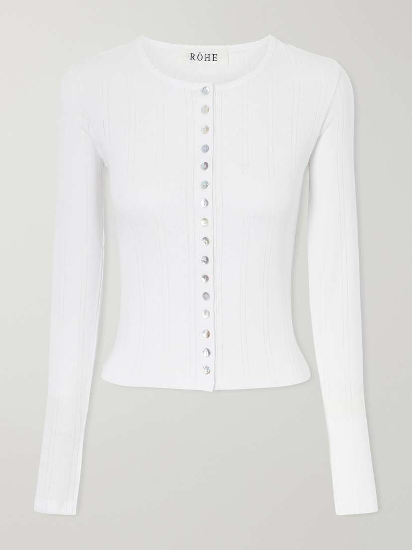 RÓHE Pointelle-knit Cotton-jersey Cardigan