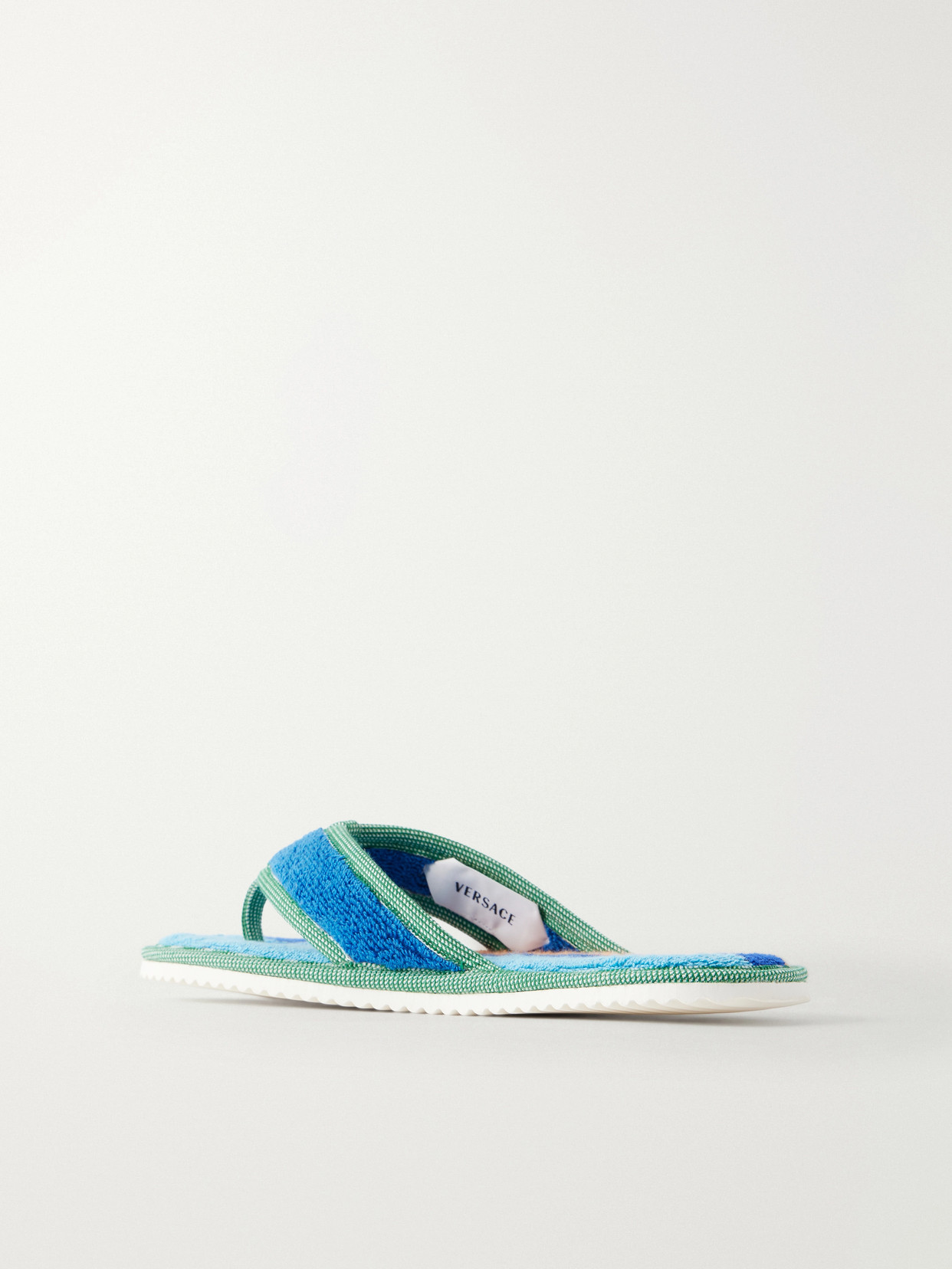 Striped Cotton-Terry Flip Flops