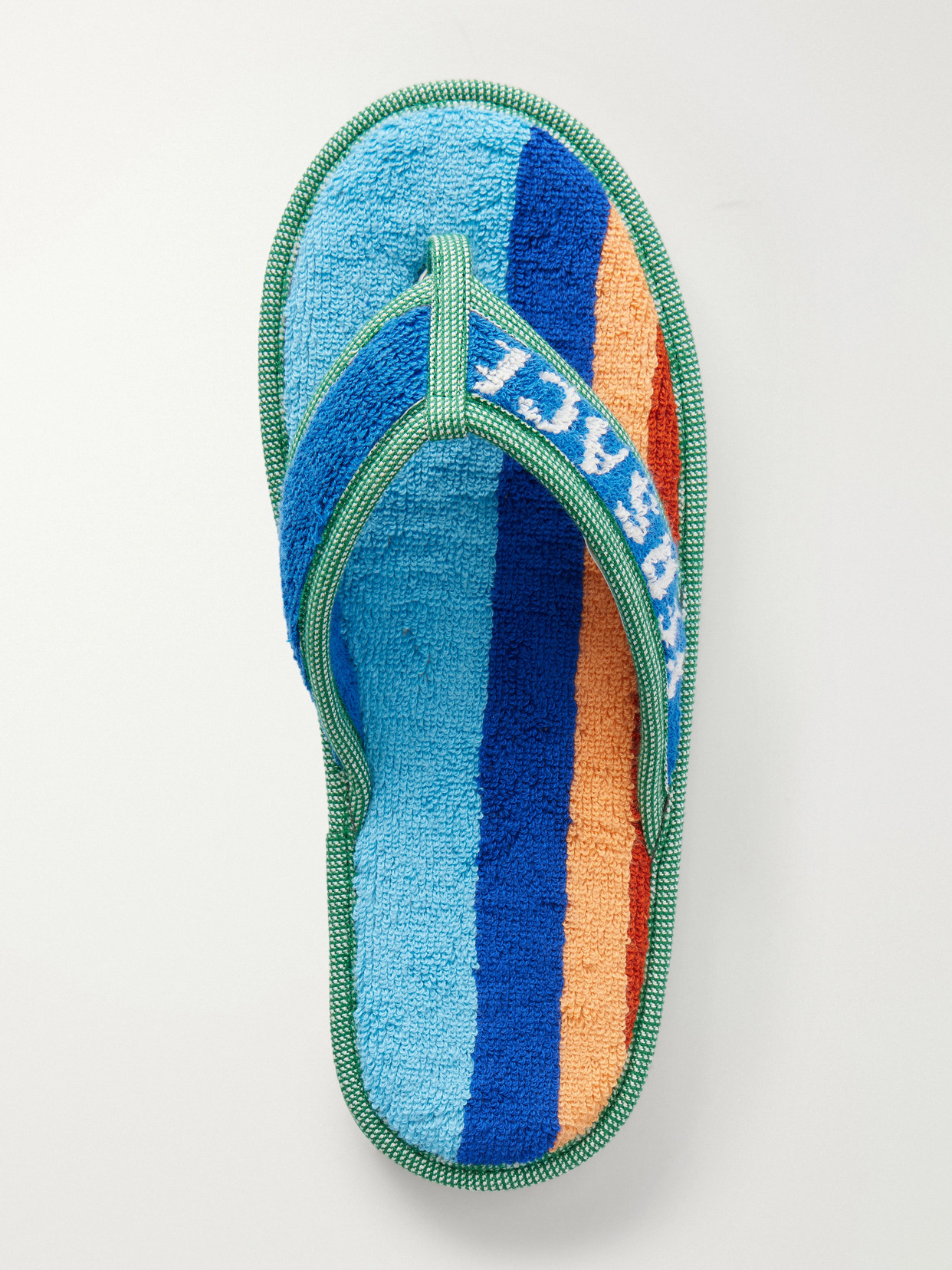Striped Cotton-Terry Flip Flops