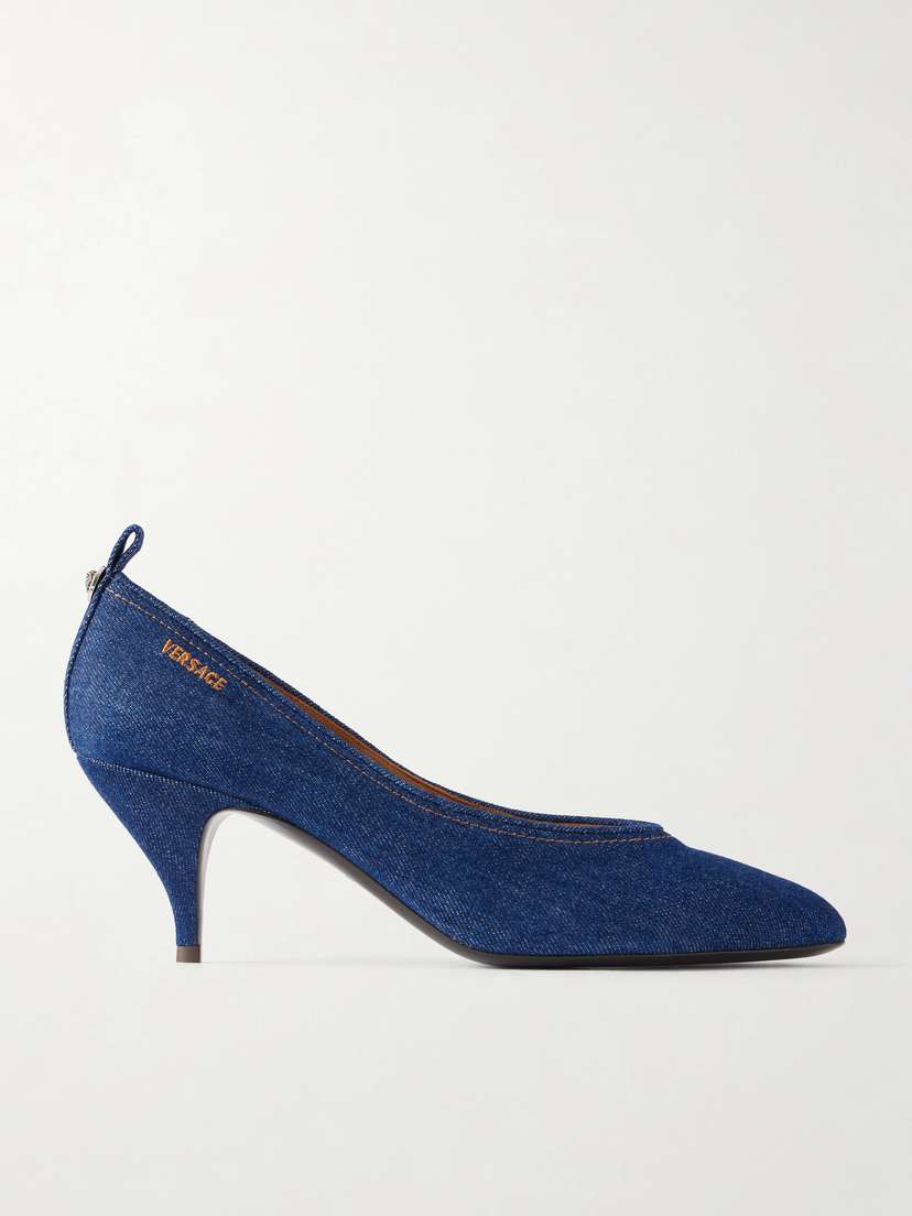 Versace Tina 65 Medusa-embellished Denim Pumps
