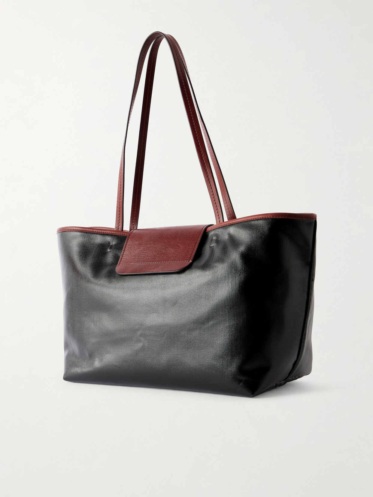 Vivienne Medusa-Embellished Leather-Trimmed Coated Canvas Tote