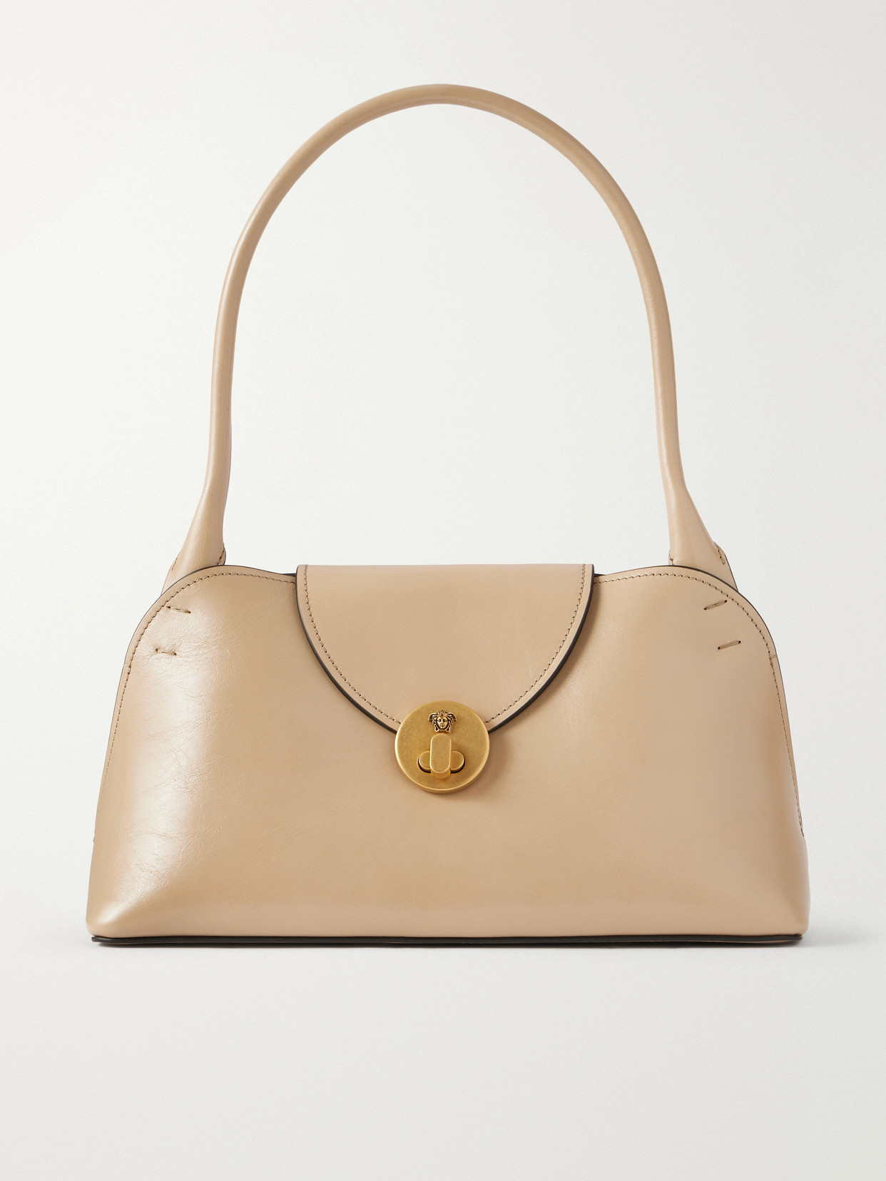 Versace Medusa-embellished Leather Shoulder Bag In Neutrals