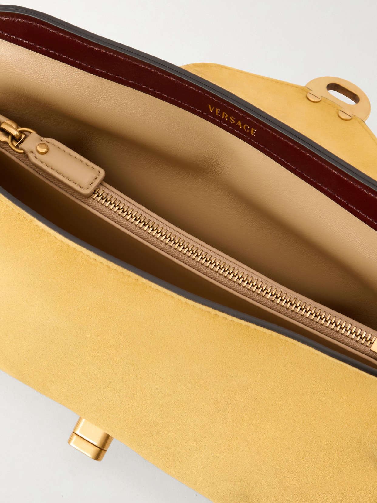 Vivienne Logo-Embellished Suede Clutch