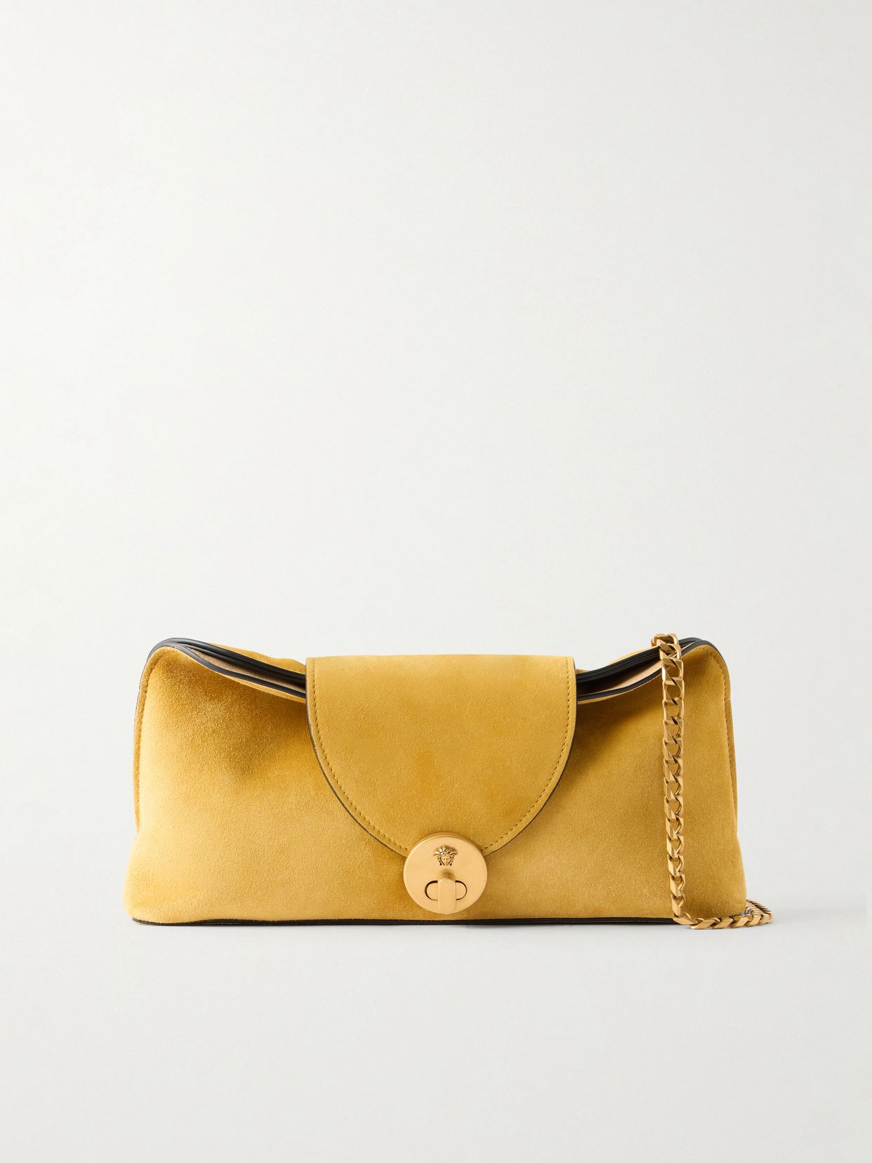 vivienne logo embellished suede clutch