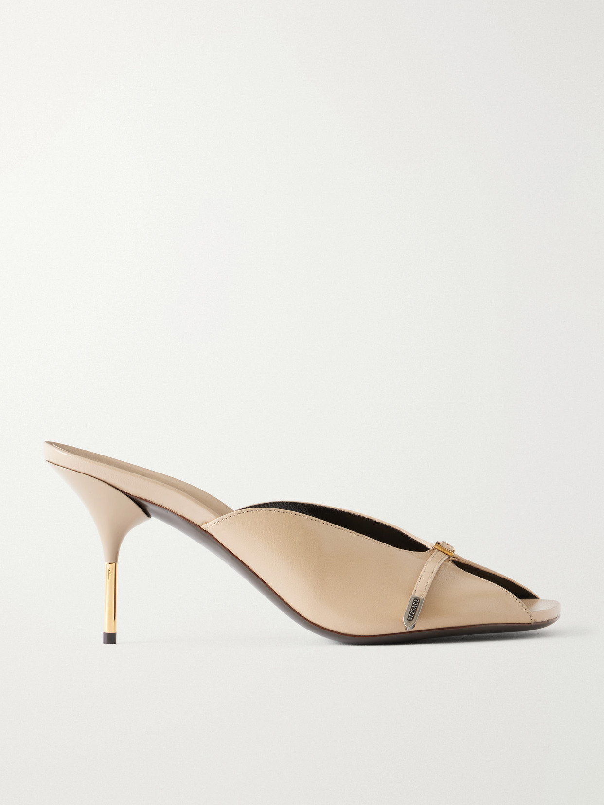 Versace Nyx 80 Leather Mules In Neutral