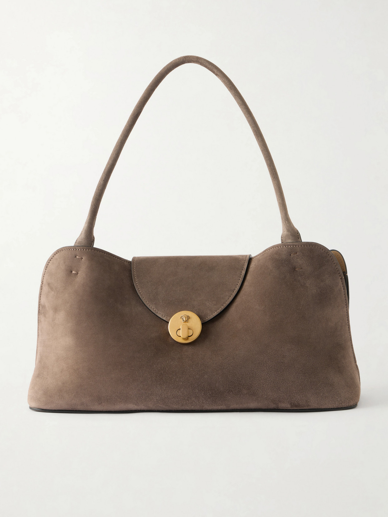 Versace - Vivienne Logo-embellished Suede Shoulder Bag - Brown