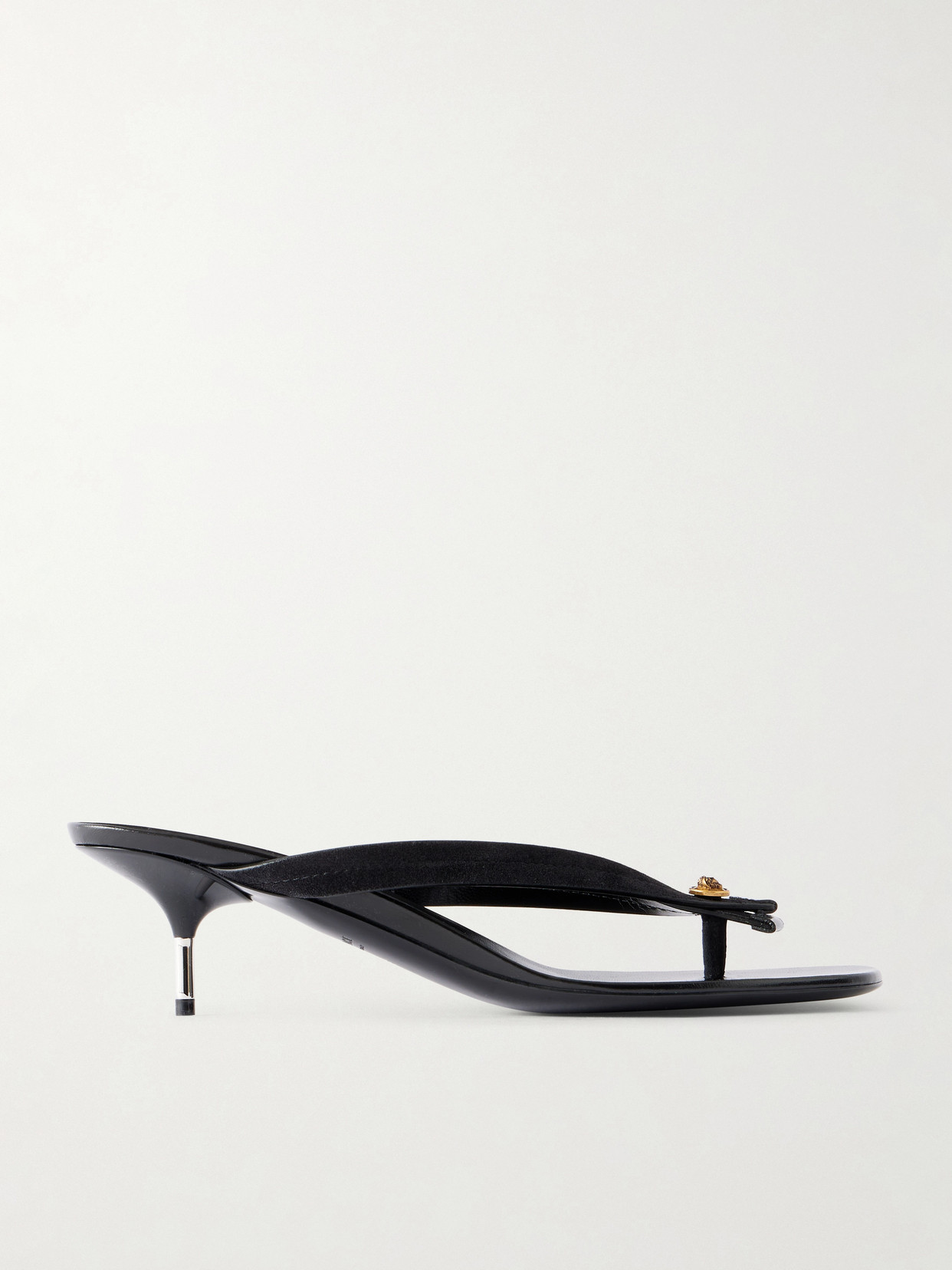 Versace Medusa-embellished Leather Thong Sandals In Black