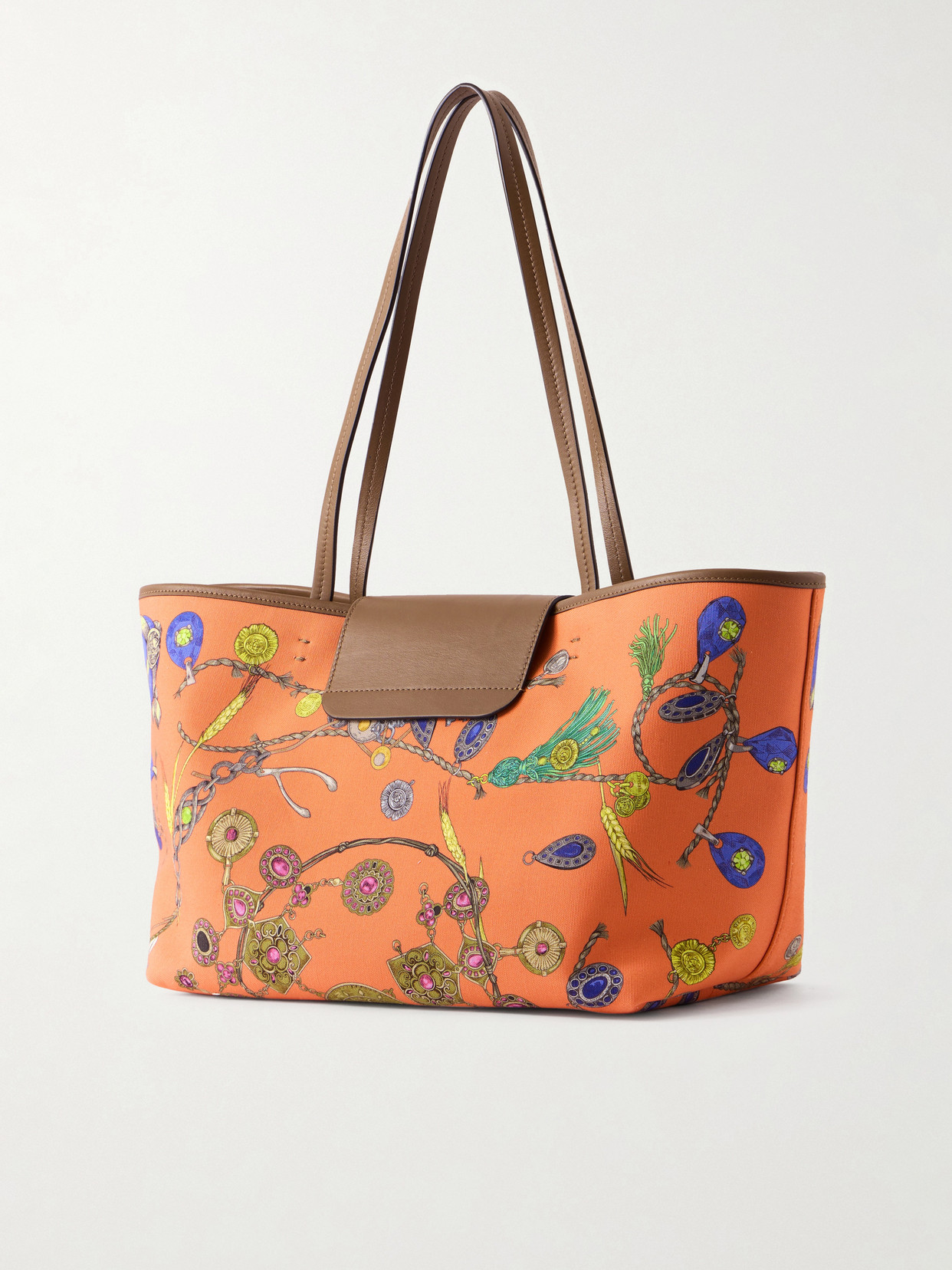 Vivian Printed Leather-Trimmed Canvas Tote