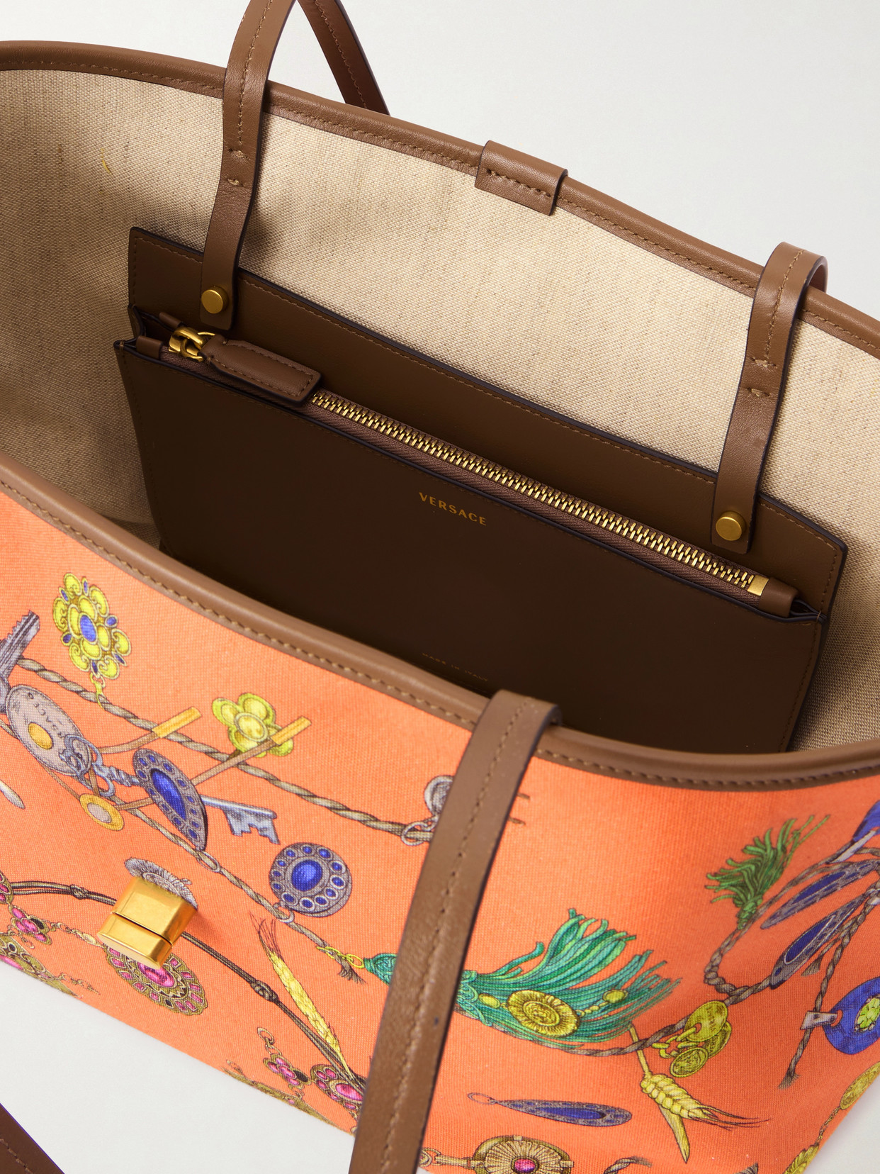 Vivian Printed Leather-Trimmed Canvas Tote