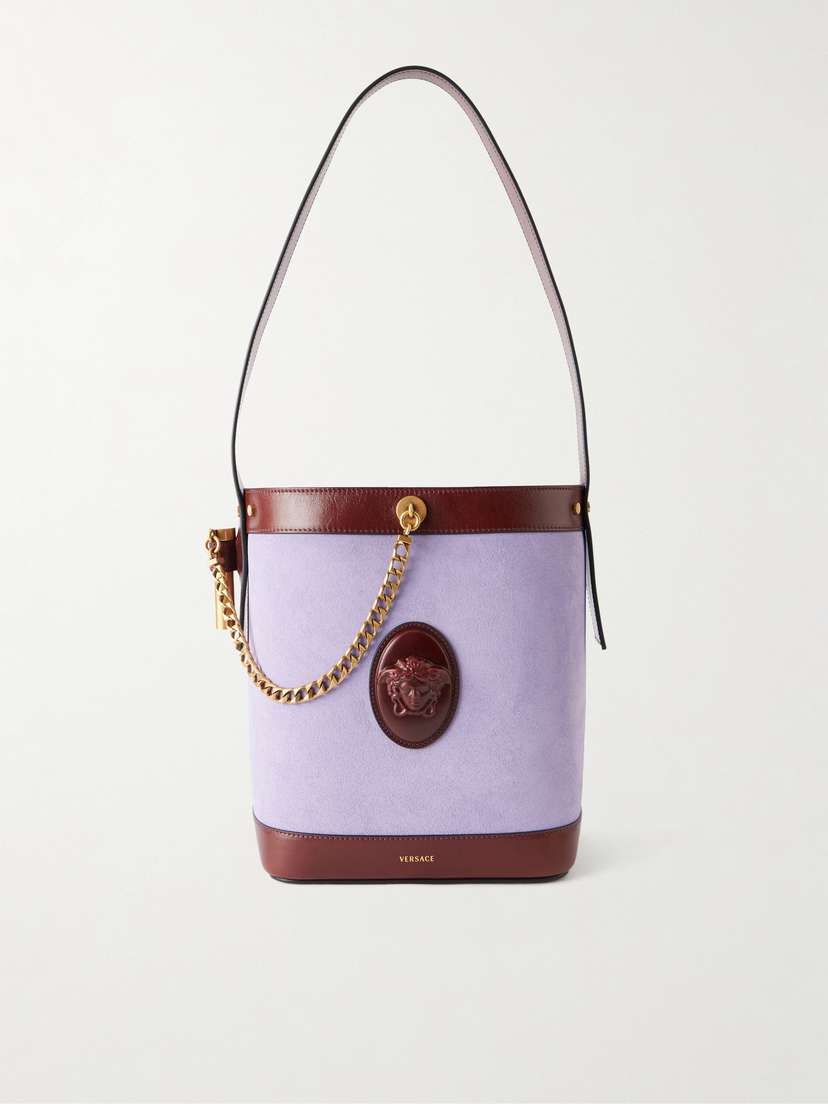 Versace Pivot Leather-trimmed Suede Bucket Bag | Thumbnail 7 Versace Pivot Leather-trimmed Suede Bucket Bag | Thumbnail 7