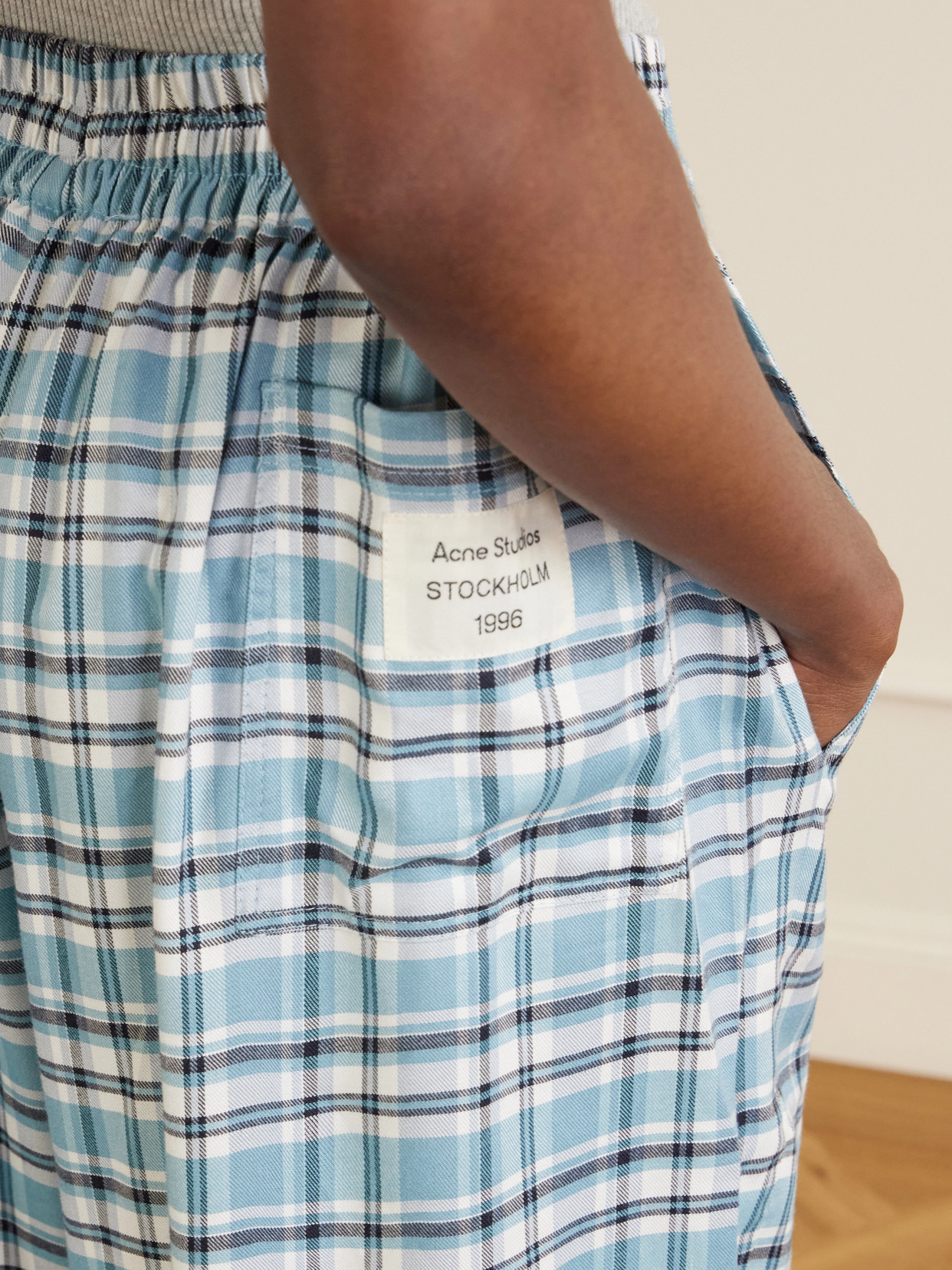 Acne Studios Embroidered Checked Flannel Shorts In Multi