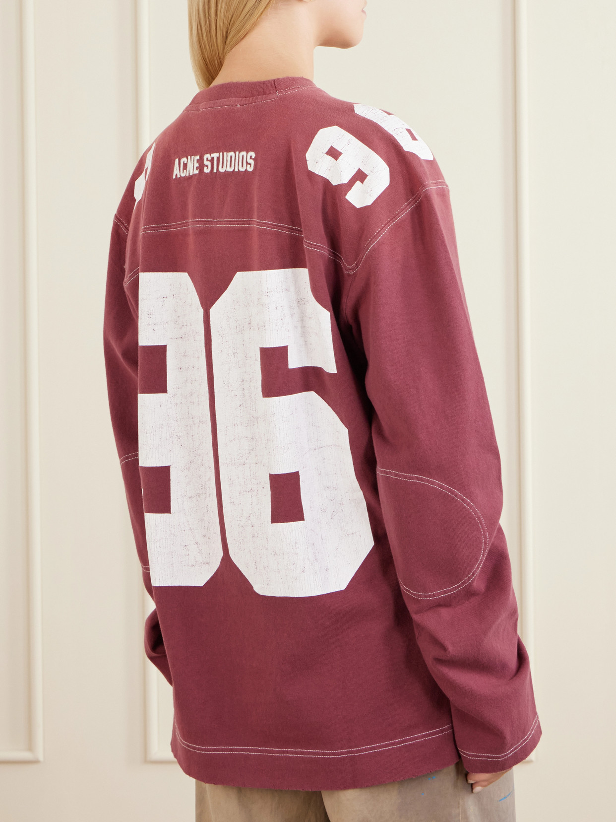 Acne Studios Exfold Printed Cotton-jersey Sweater In Red