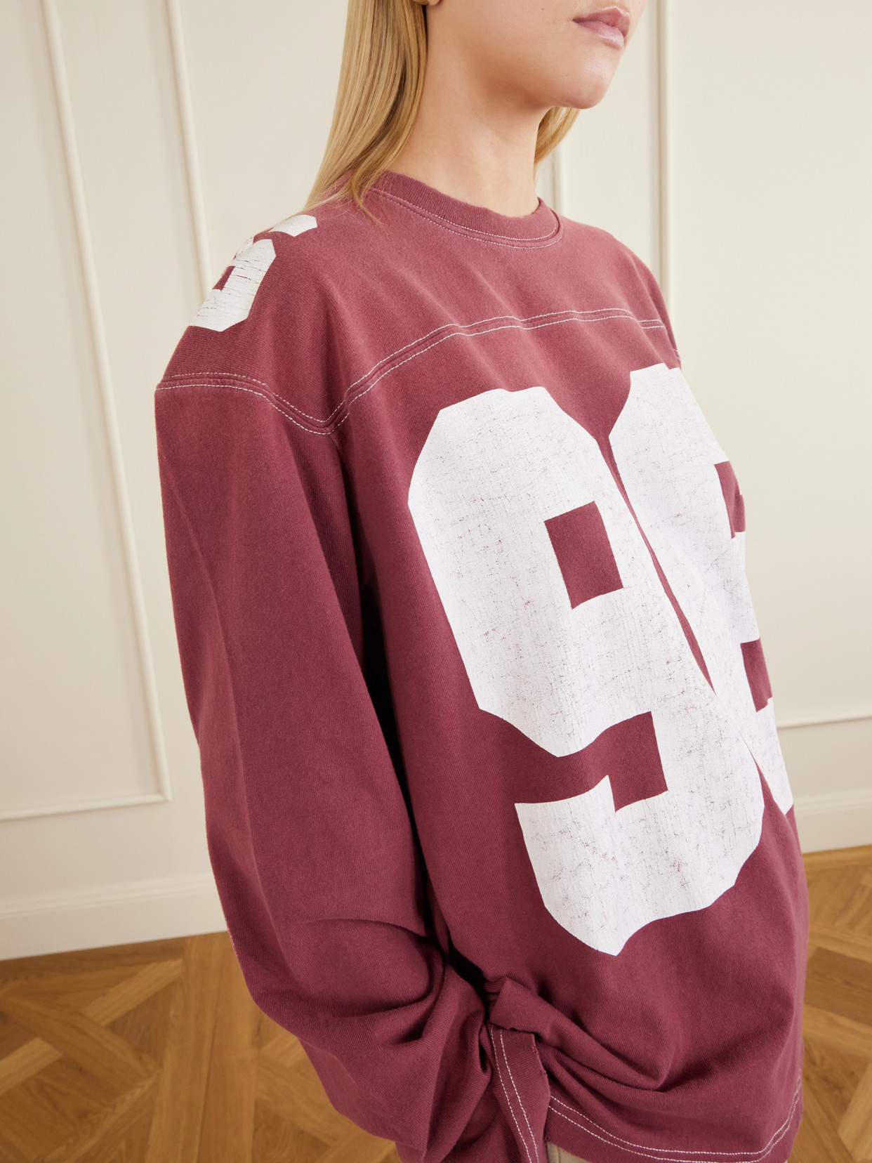 Acne Studios Exfold Printed Cotton-jersey Sweater In Red